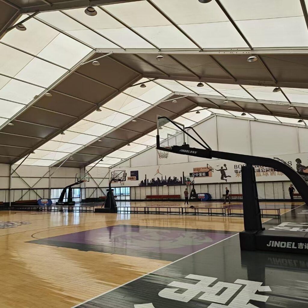 High Wind Resistance 20-60m Span Aluminum Alloy Sports Tent PVC Cover Basketball Gym Stadium High Wind Resistance 20-60m Span Aluminum Alloy Sports Tent PVC Cover Basketball Gym Stadium